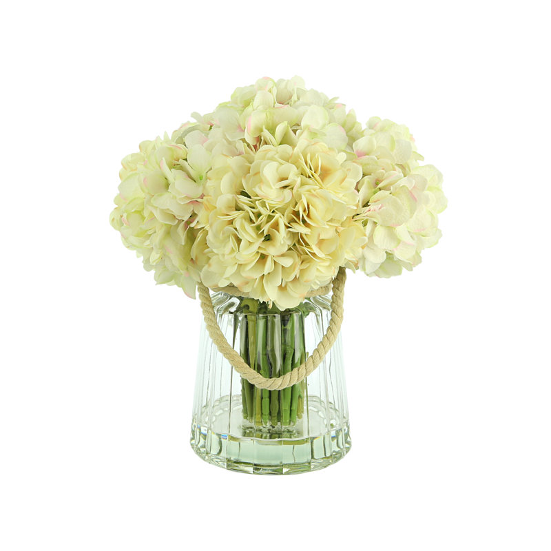 Hydrangea Arrangement in Rope Embellished Vase