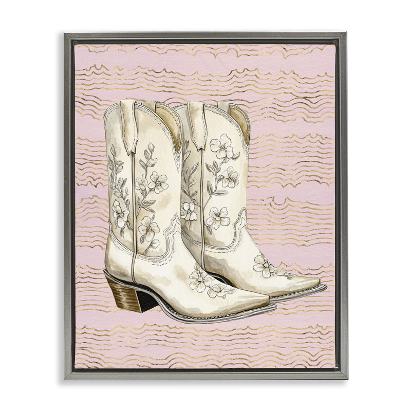  Art mural sur toile Cowgirl, Cadre flottant gris lustré, H 31 po x l 25 po