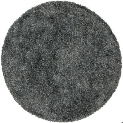 Tapis en polyester à poils longs bleu, brun et noir tissé à la main Belliveau