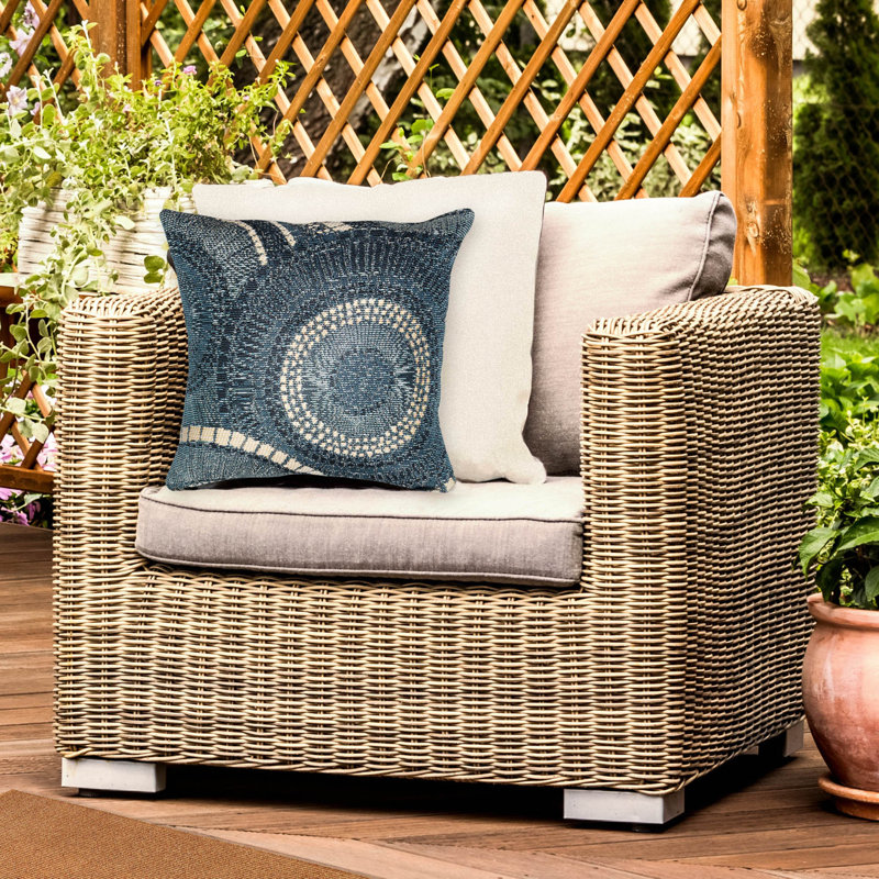 Marina Circles Indoor/Outdoor Pillow 18" X 18", Delft