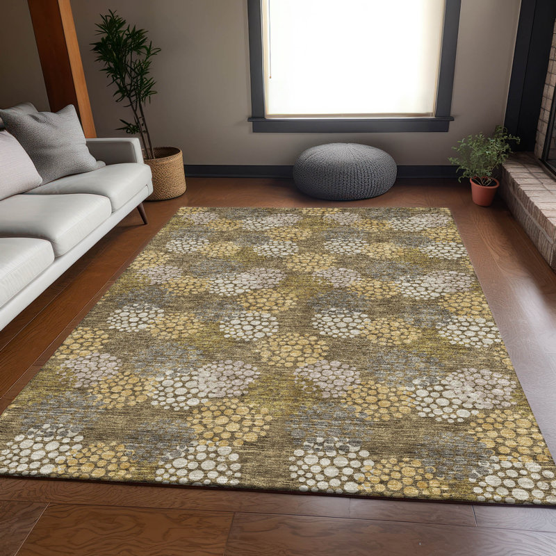 Tapis brun Prisco lavable à la machine de qualité supérieure, Rectangle 9 pi x 12 pi