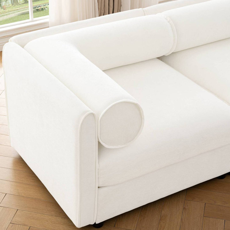 Canapé modulaire rembourré 109 po avec sièges de rangement 109 po, Blanc