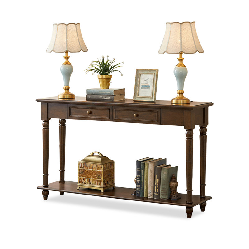 Walnut Solid Wood Rectangular Console Table, 31.5" H x 39.37" W x 13.78" D