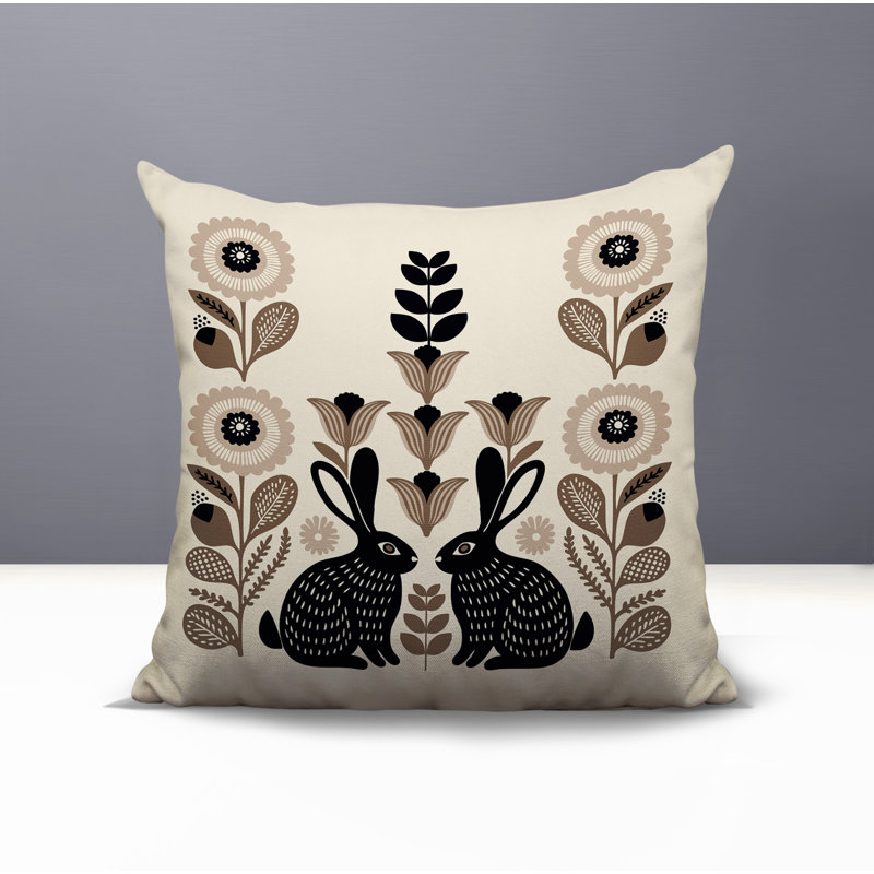 Oreiller carré réversible intérieur / extérieur Lexa Rabbit, Carré 17 po, Beige