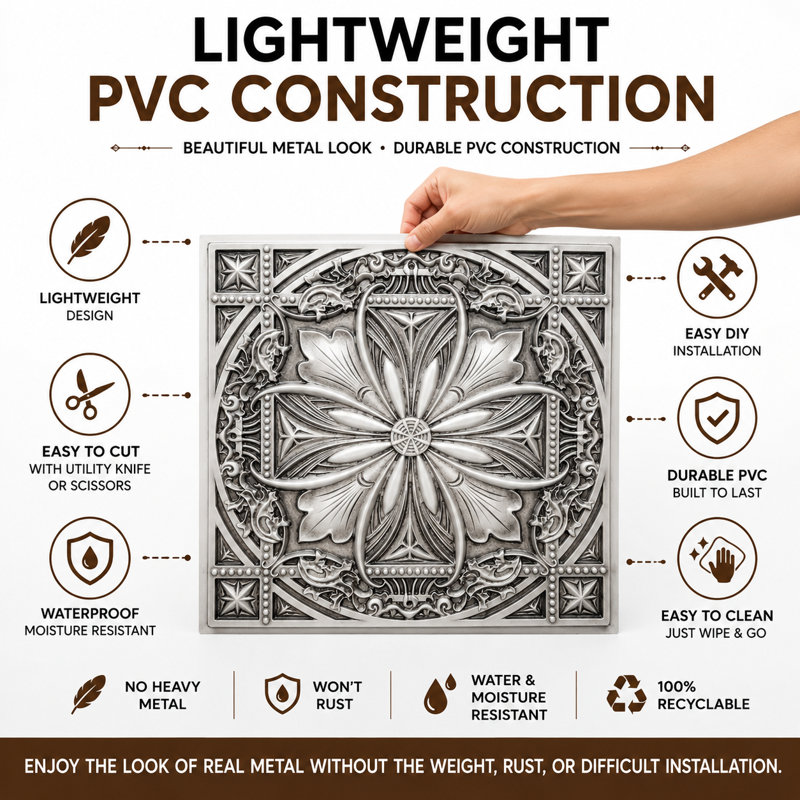 Carreau de plafond décoratif en faux PVC Td10