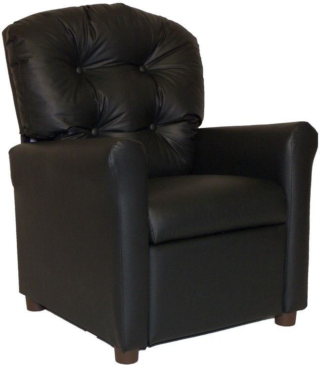 Kids 13.5'' Recliner and Ottoman, Vinyl Black