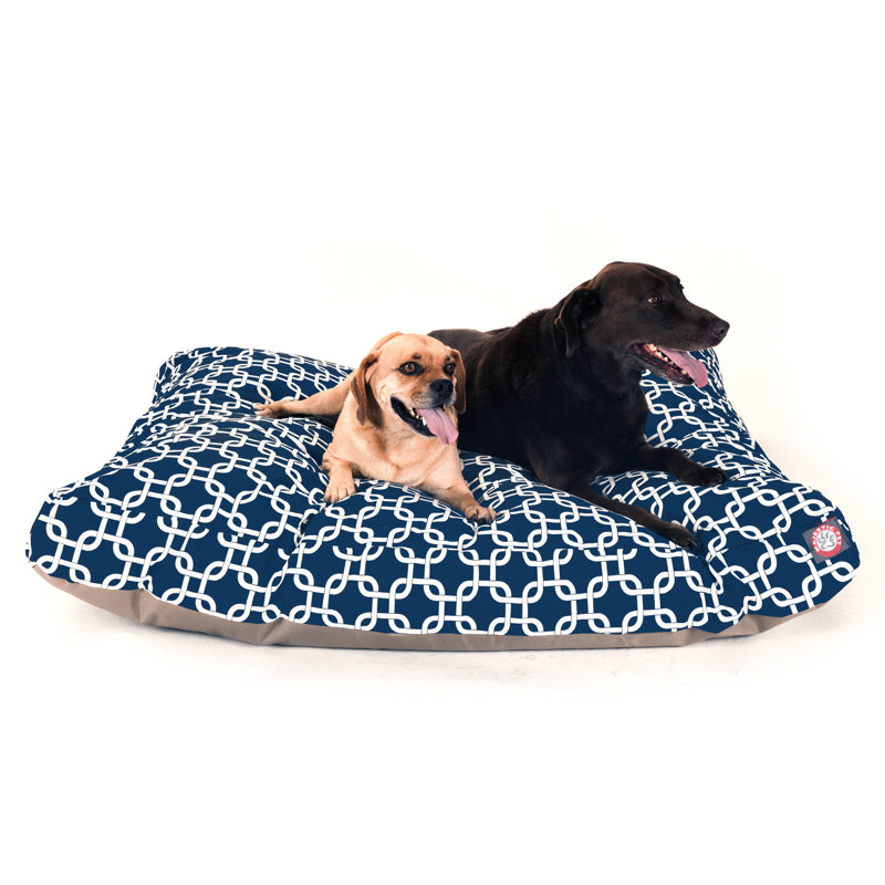 Links Geometric Polyester Pet Bed, Extra Large (42" W x 50" D x 5" H);, Navy Blue