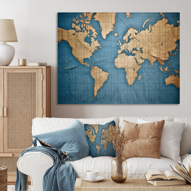 Ancienne carte du monde VII, reproduction d'art sur toile, H 12 po x l 20 po x P 1 po, Toile tendue