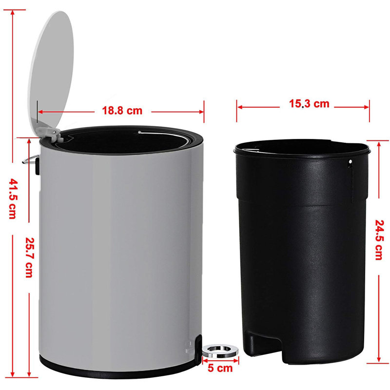 Guard Steel Step On Waste Bin - 3L, Grey