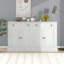 Antique White Kitchen Sideboard With 2 Drawers, 4 Doors, And Adjustable Shelves For Elegant Storage And Display-1155035316