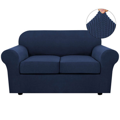 Machine Washable 3 Piece Stretch Sofa Slipcovers with 2 Cushion Loveseat Couch Covers for Living Room Furniture Cover 1 Base Cover Plus 2 Seat Cushion Covers Thicker Jacquard Fabric