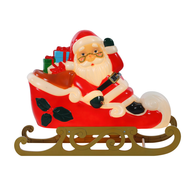 Père Noël en traîneau de 66 cm (26 po) moulé par soufflage