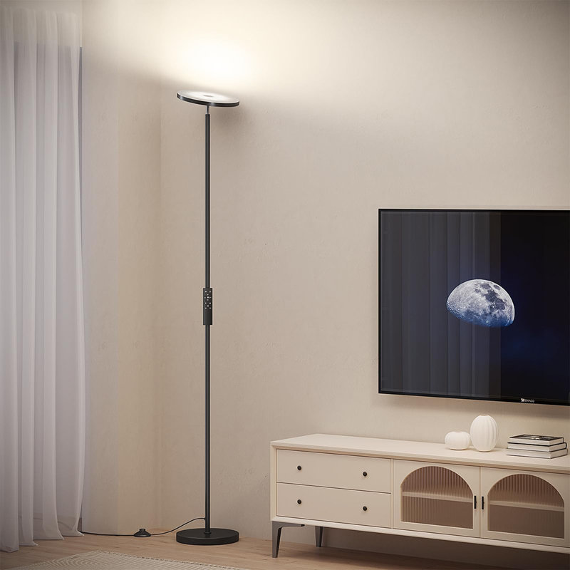 Super Bright LED Floor Lamp with Remote Control, Black