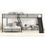 Lit superposé en forme de L noir avec lit mezzanine simple et bureau intégré