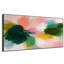 Très grand art mural imprimé sur tissu - Coups de pinceau abstraits et colorés en rose, vert et jaune pour la chambre à coucher - «Assemblage requis du cadre (cadre non fini)»-124792127