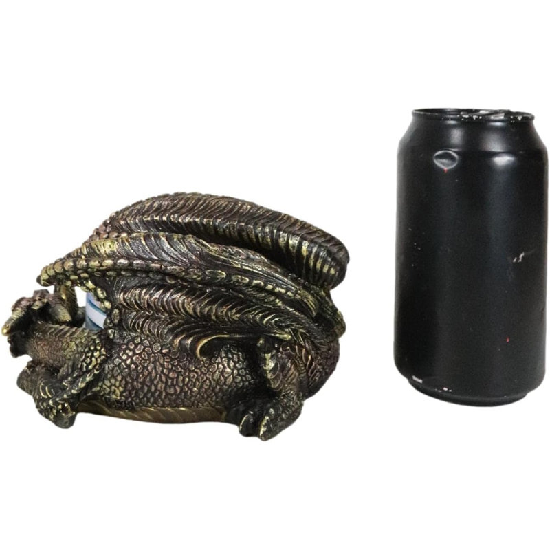 Trinx Golden Ancient Smaug Dragon In Hibernation Fantasy Coaster Set Figurine Holder With Four Round Fire Breathing Drake Image Sublimation Tile Coasters Medieval Dungeons And Dragons