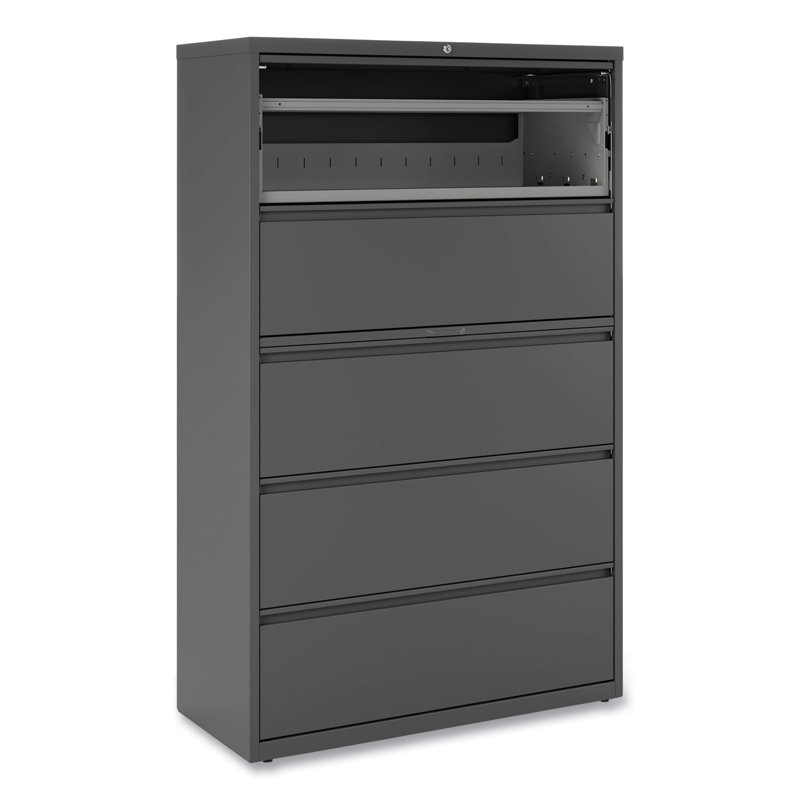 Charcoal 42'' Wide 5-Drawer Lockable Steel File Cabinet