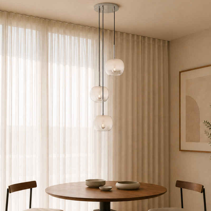 Samar 3 - Light Pendant, Chrome/Opal