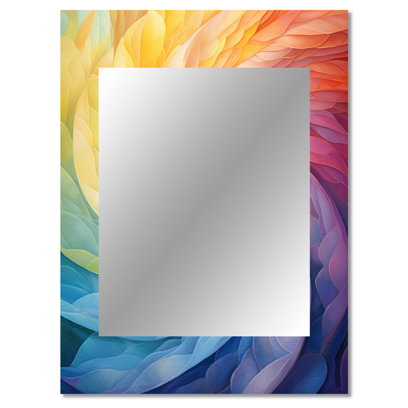 Raimbow Serenade Of Spirals I - Abstract Spirals Large Mirror, Modern Decorative Wall Mirror, Printed Metal Art, 40" x 30"