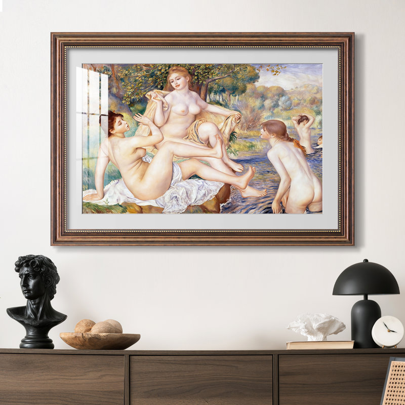 Les grandes baigneuses (Les Grandes Baigneuses), 1884-1887-Pierre-Auguste Renoir-Custom Framed Print, 24x34 INNER SIZE