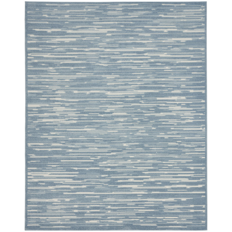 Tapis d'intérieur moderne bleu Ebern Designs Prasun, Rectangle 7 pi 1 po x 9 pi 4 po