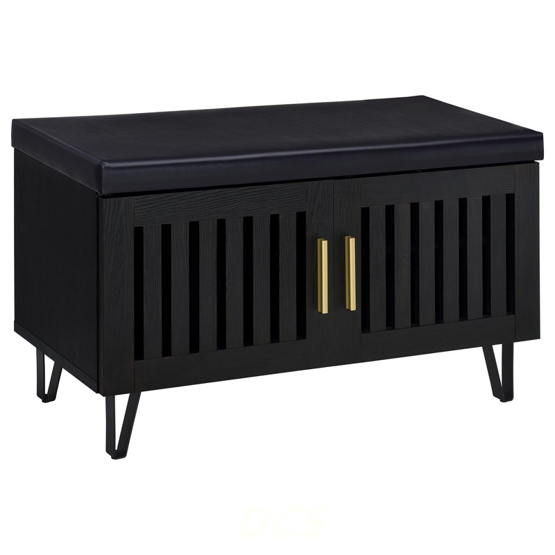 Banc de rangement 2 portes Clackamas, Noir