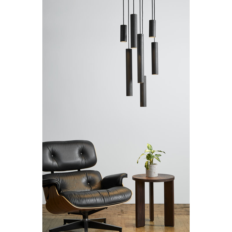 Roest Industrial Steel Pipe Pendant Light, 6" H x 2.5" W x 2.5" D, Carbon