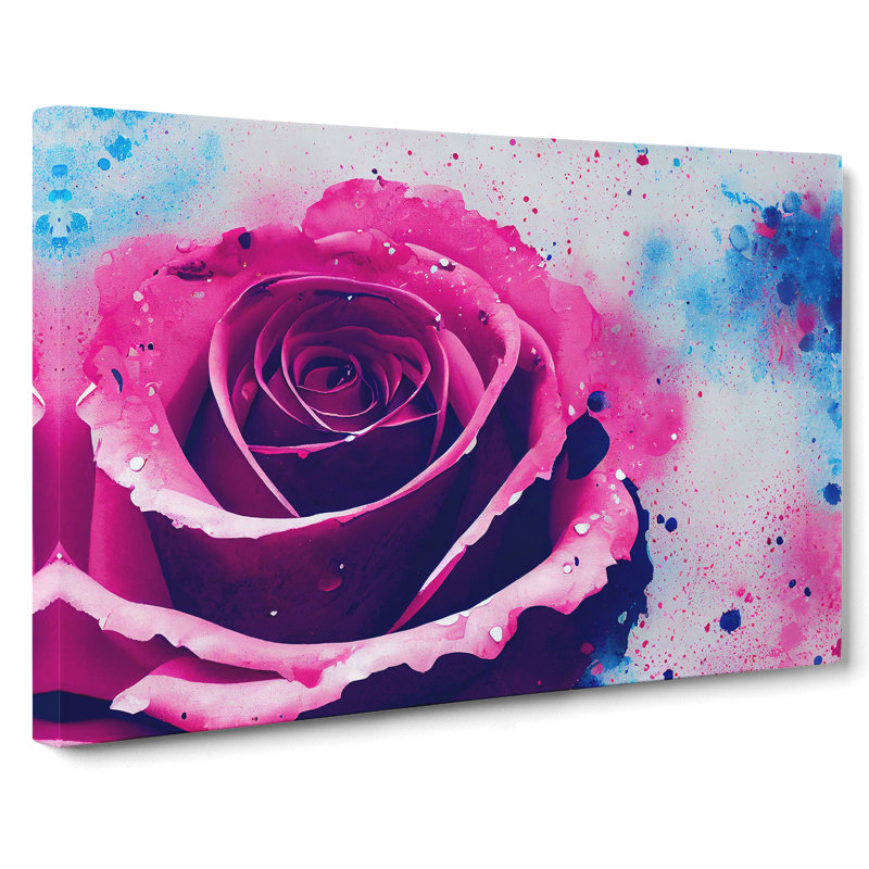 Rose Flower Splash Vol.6 Abstract - Wrapped Canvas, 35cm H x 50cm W x 3cm D
