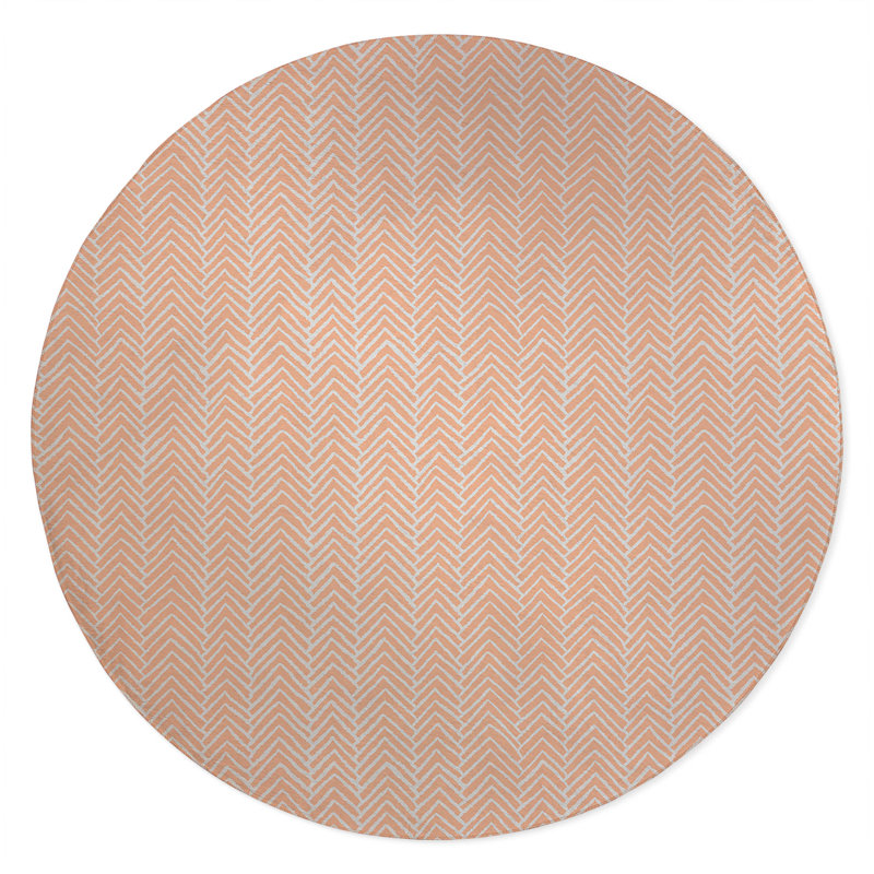 Chevron Block Non-Slip Outdoor Rug, Round 5'