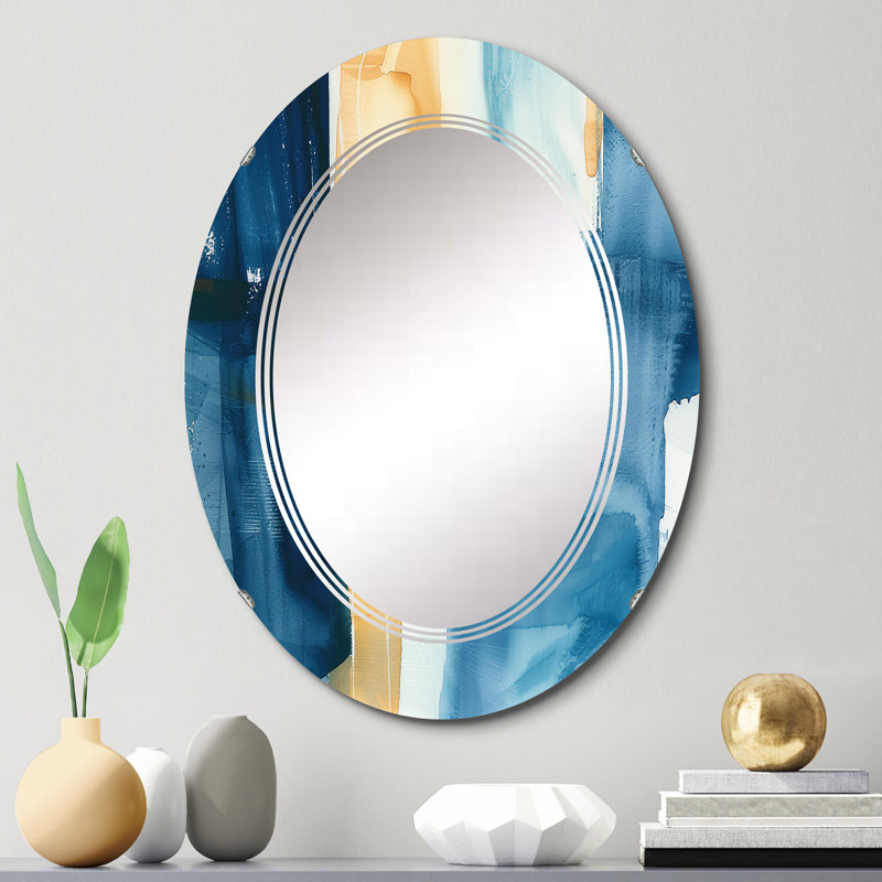 Indigo Panel IV - Modern Mirror, 20" W x 30" H
