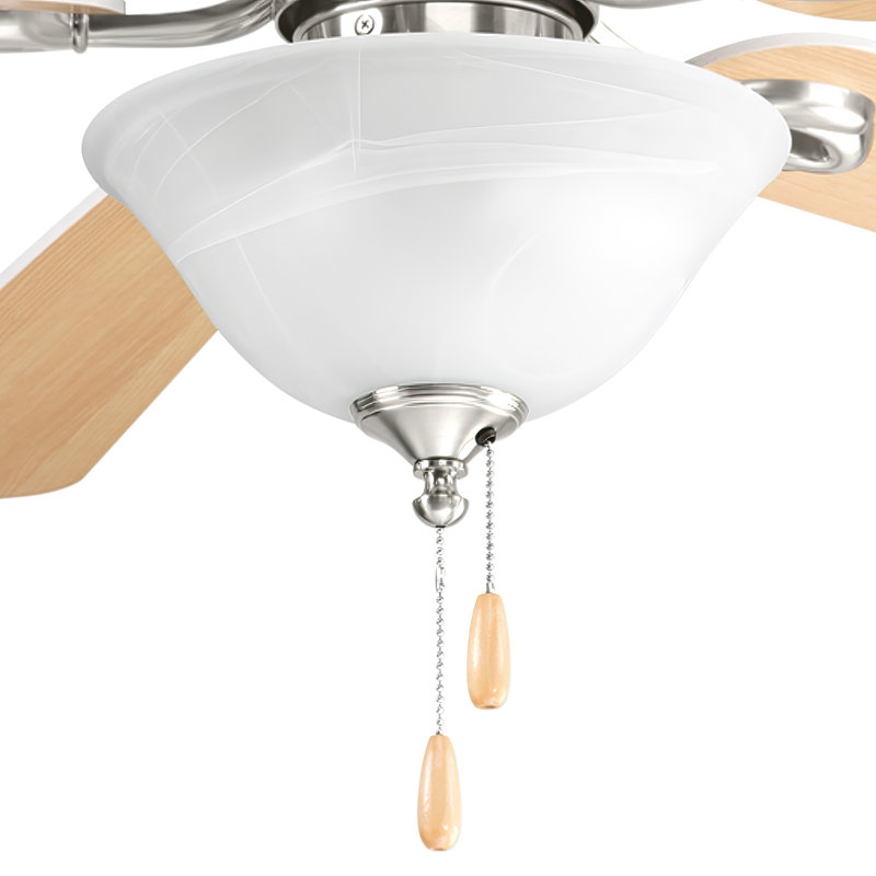 Ventilateur de plafond universel 2 lumières, Nickel brossé / Blanc
