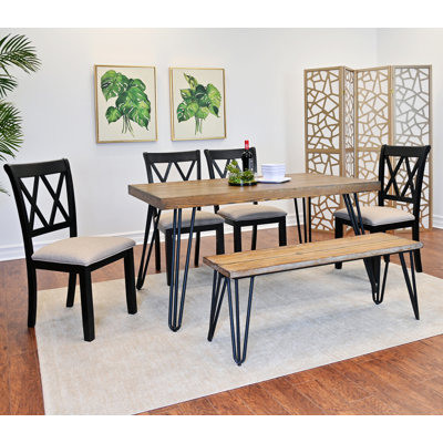 Dining Table Set 6Piece Dining Table Set Dining Table With 4 CrossBack Chairs And 1 Bench