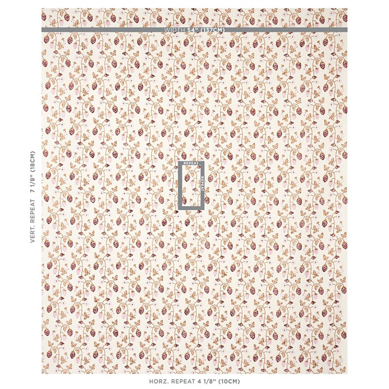 Schumacher x Molly Mahon Strawberry Hand Block Print Fabric, Copper