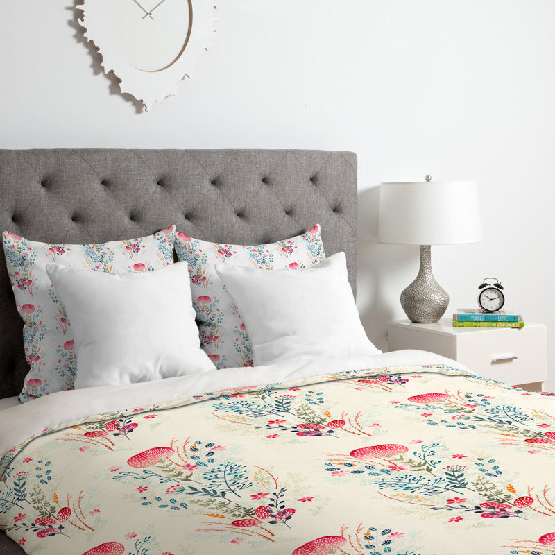 Ensemble de housse de couette à poinçon à fraisiers, Housse de couette pour grand lit et 2 taies décor