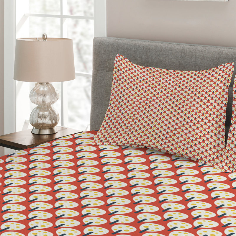 Farmhouse / Country Polyester Dots Coverlet, King Bedspread + 2 Shams