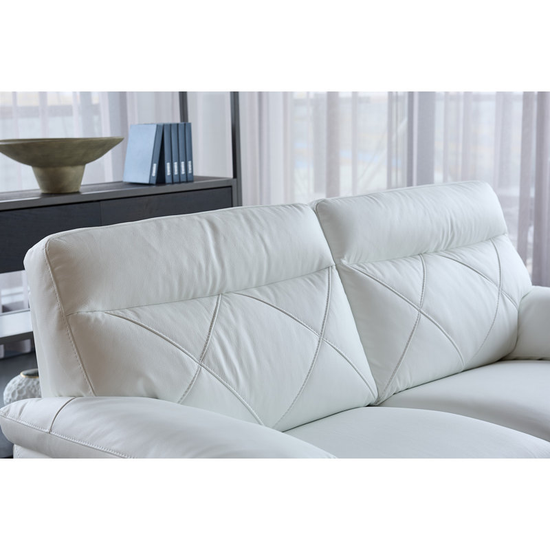 Otto 72'' Upholstered Loveseat, White Leather Match