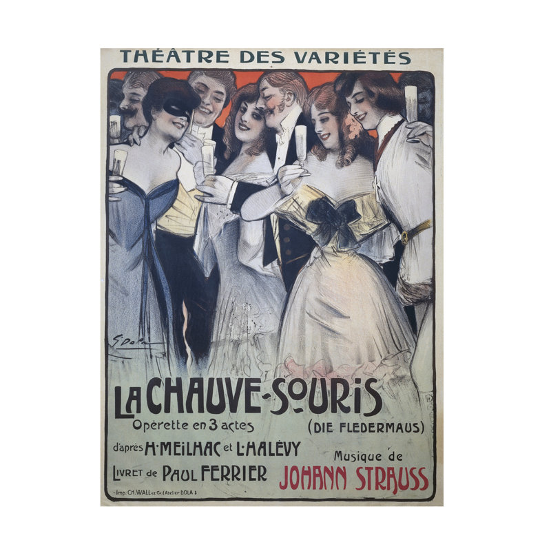 Dola, Georges, pseudonyme de Edmond Vernier, affiche de la mort, Opéra de Paris, 1904, art sur toile, H 47 po x l 35 po
