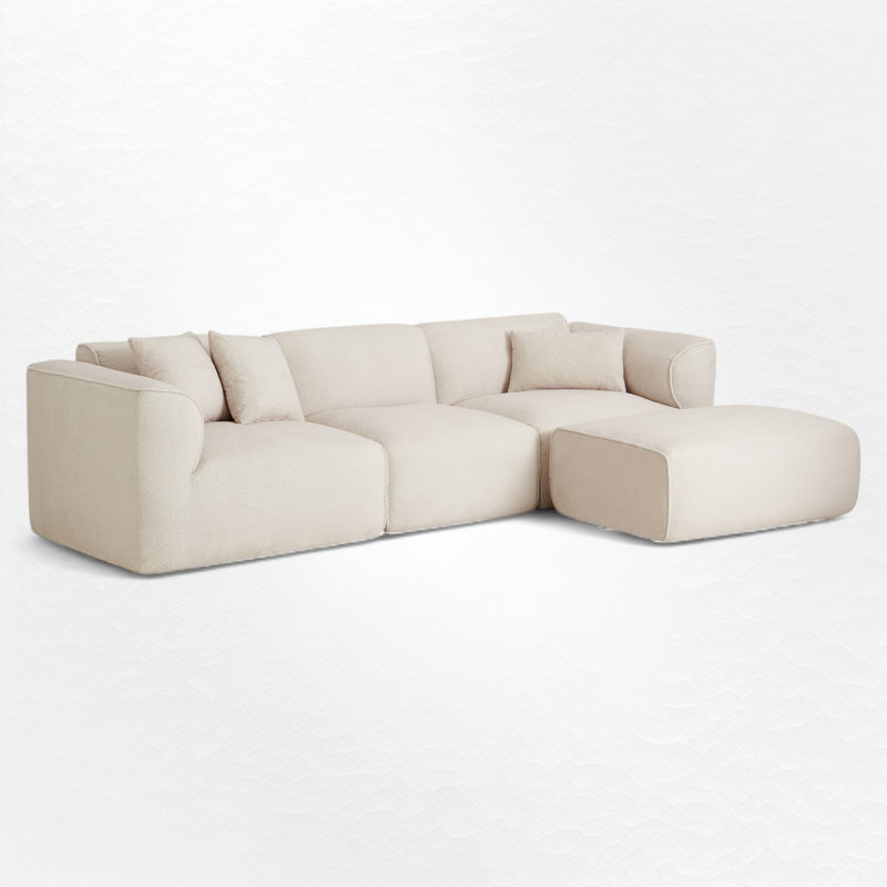 Canapé modulaire rembourré 4 pièces 4 pièces, Velours beige