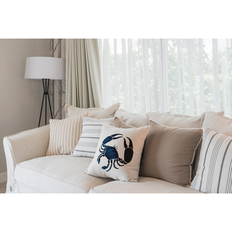 Beach Vacation Reversible Throw Pillow, 26" H x 26" W, Navy Blue