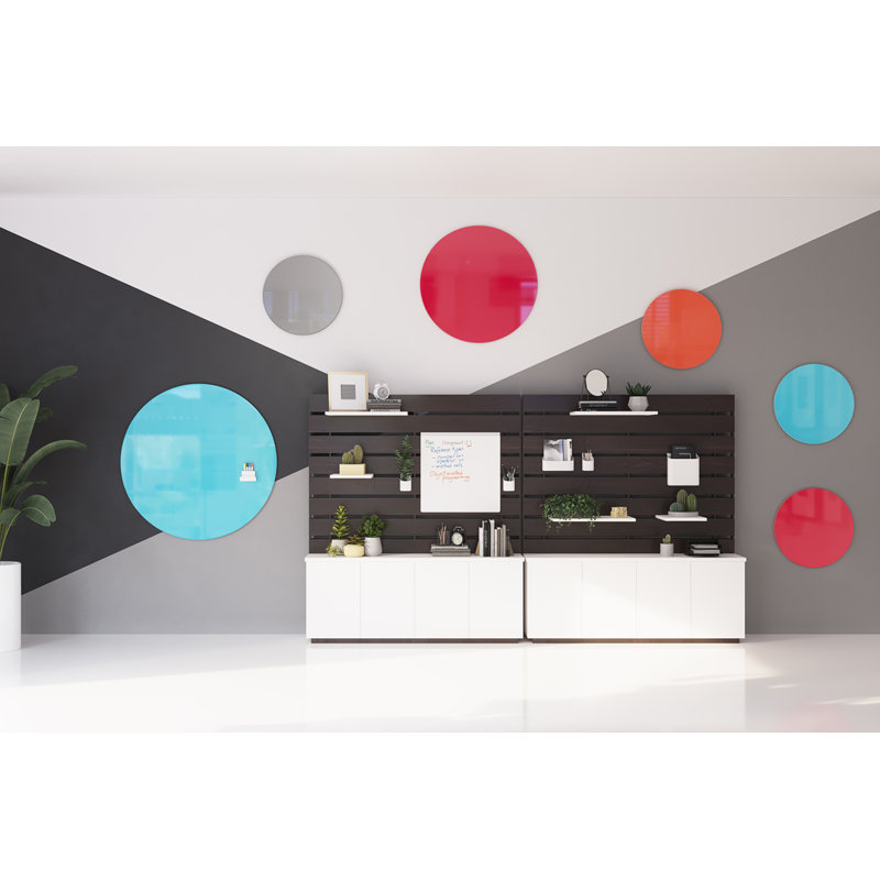 Coda Low Profile Circular Glassboard, 24" x 24", Smoke