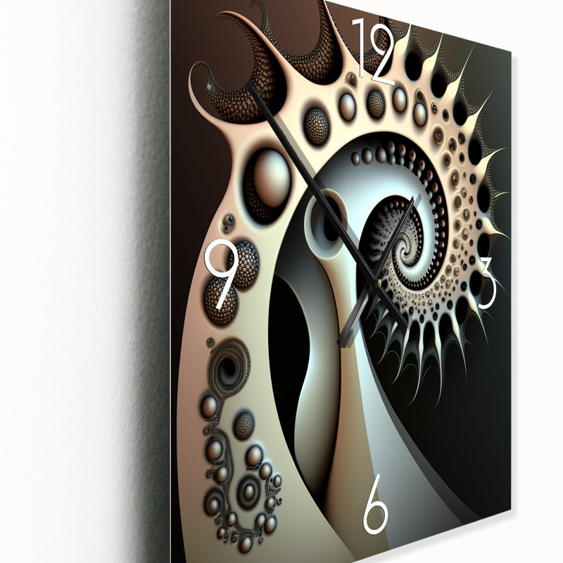 Horloge murale géométrique moderne - Beauté monochrome fractale VI, Petit