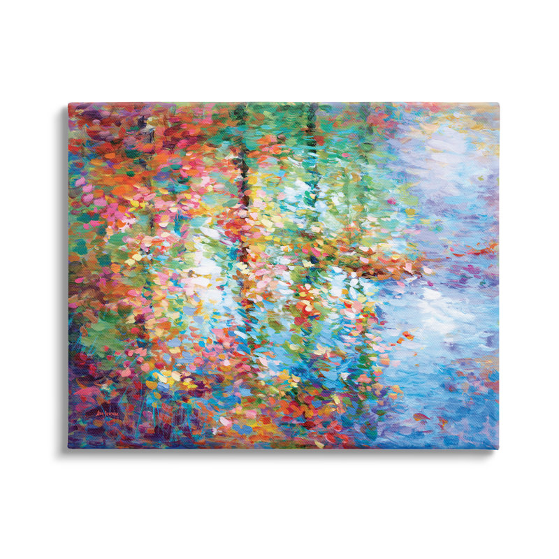 Feuilles abstraites aux reflets colorés par Leon Devenice, H 24 po x l 30 po x P 1,5 po, Estampe numérique Farmhouse