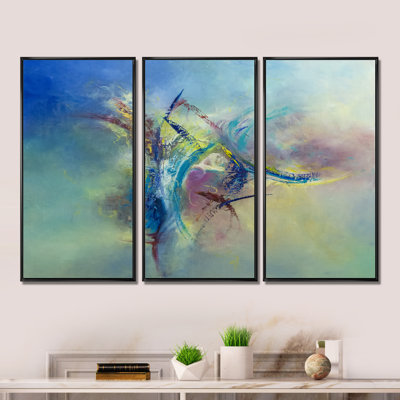 Focused Intention - Ensemble de 3 toiles d'art contemporain encadrées sur toile