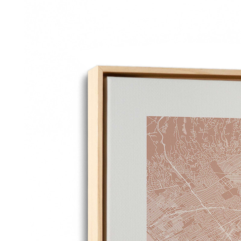 Los Angeles Street Map, reproduction d'art sur toile, 24 po x 36 po, Cadre flottant en érable américain