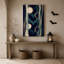 Toile murale d'Halloween : Vagues bleues et turquoise abstraites avec des cercles lumineux-196086908