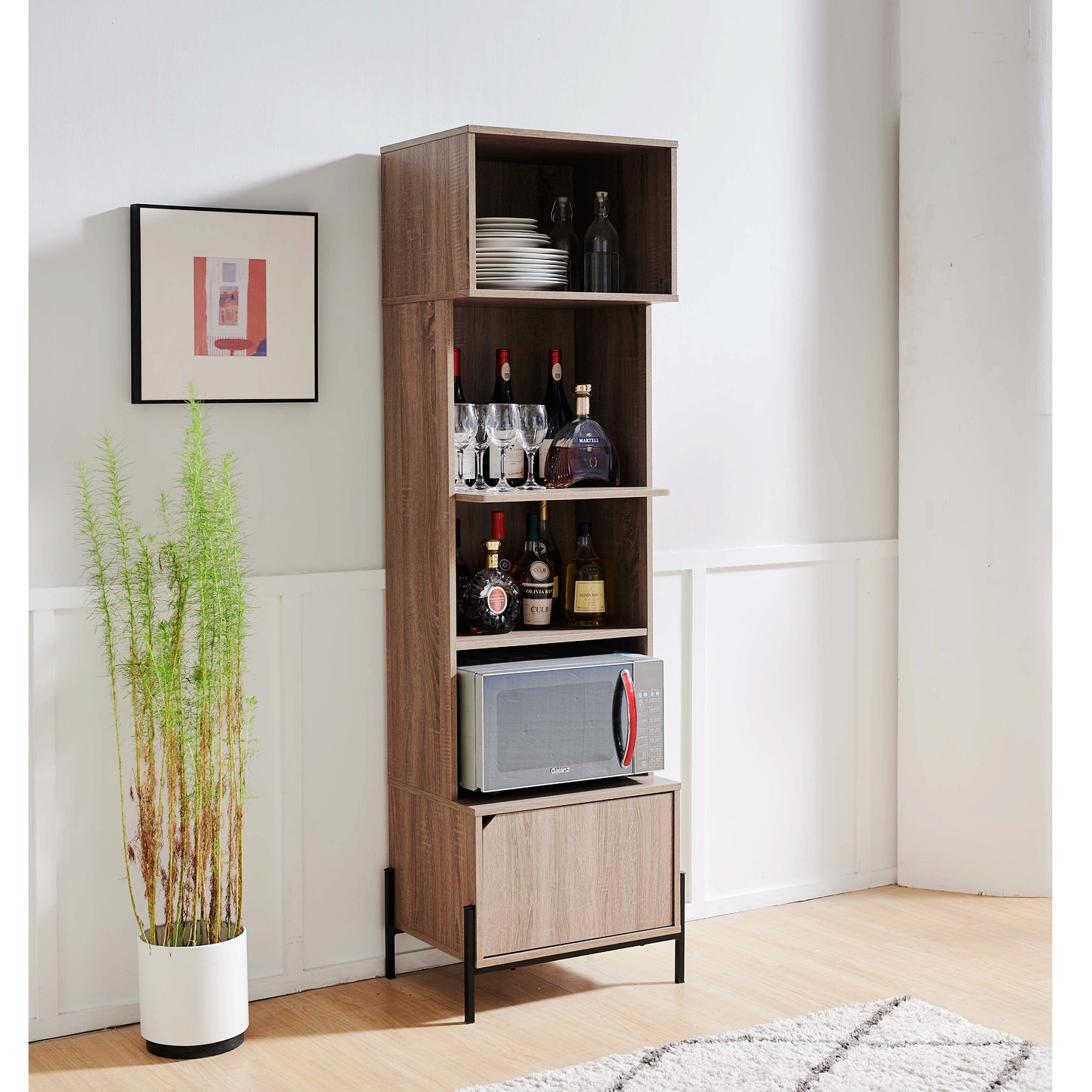 Ebern Designs Bakers Rack, Kitchen Display Storage Cabinet Dark Taupe ...