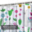 Rideau de douche imperméable à motif floral avec 12 crochets Cactus-1463664582
