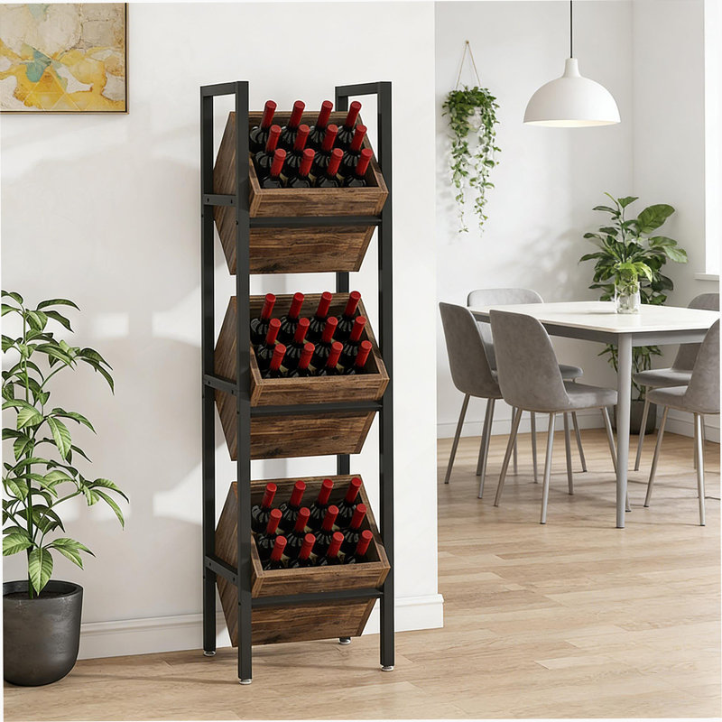 Stable Wine Storage Stand, Chic Industrial Minimalist Rack For 36 Bottles With Easy-Access Design And Reinforced Frame