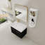 Meuble-lavabo de 30 po avec lavabo en résine à rebord épais, grand rangement à double porte, portes à fermeture douce et trois supports de rangement séparés, taille de teinte de couleur châtaignier noir, charnières assorties
