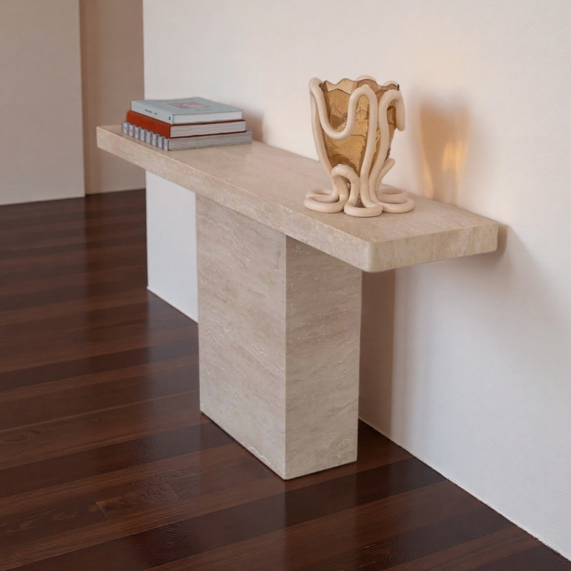 Nordic minimalist stone console table